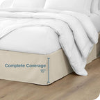 Bare Home Queen Bed Skirt - 15-Inch Tailored Drop Easy Fit - Bed Skirt for Beds - Center & Corner Pleats (Queen, Sand)