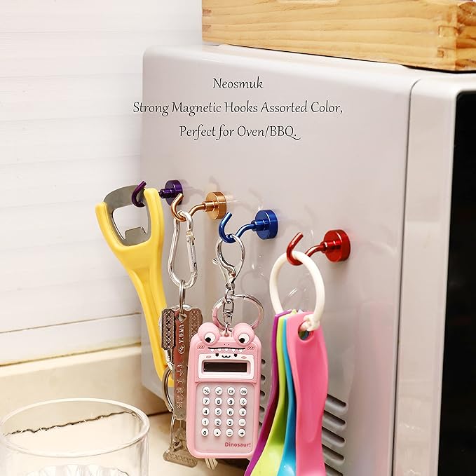 Neosmuk Magnetic Hooks, Heavy Duty 30lb+ Strong Magnet Hook for Cruise Cabins, Cruise Essentials 2026 for Hanging, Metal Wall Refrigerator Hangers (Purple, 10 Pack)