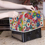 Daisy Flowers Printed Toaster Cover 4 Slice Wide Slot, Washable Kitchen Appliance Small Oven Bakeware Protector, Bread Maker Cover Dust and Fingerprint Protection