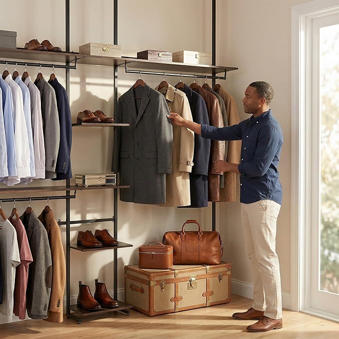 M MZG Heavy Duty Garment Rack Clothes Rack Storage Closet Clothing Rack Black 16.8" D x72.1 W x 137.9" H