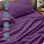 Bare Home Queen Sheet Set - Luxury 1800 Ultra-Soft Microfiber Queen Bed Sheets - Double Brushed - Deep Pockets - Easy Fit - 4 Piece Set - Bedding Sheets & Pillowcases (Queen, Plum)