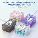 Samstar 3 Tier White Letter Tray Paper Organizer with Handle, Mesh Desk Organizer Paper Sorter File Rack Shelves, White