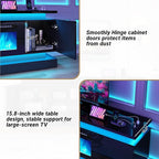 chartustriable 71IN LED TV Stands w/40 inch Fireplace Power Outlet for 85/80/75 Inch TVs,High Glossy Modern TV Media Console Gaming with 2 Storage Cabinets,Dual LED Lights,Black