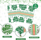 St. Patrick's Day Disposable Plastic Tablecloth 2 Pack, Green Shamrock Party Table Cover 54 x 108 Inch Rectangle, Lucky Irish St Patrick's Day Decorations for Holiday Party Supplies