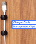 SmallCat 3 Sets Charger Holders for Cords, Matte Black Color Adjustable Cable Anchor Holders, Adhesive Metal Cord Clips, Cable Management Wire Organizers for Desk, Office, Nightstand