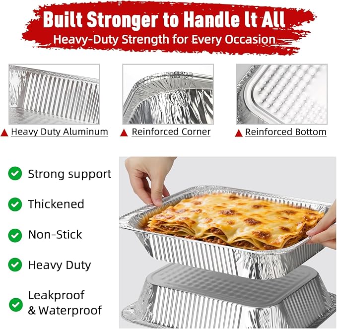 Aluminum Pans Half Size 9x13, 60 Pack, Disposable Foil Pans