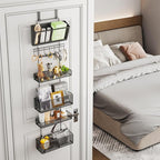 HapiRm Over Door Organizer Hanging - 6 Tier Over The Door Storage with Visual Pockets & Hooks, with 4 Metal Large Capacity Baskets for Bathroom Bedroom Kitchen Pantry Cabinet