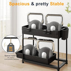 Sevenblue 2 Pack Multi-Purpose Under Sink Organizers and Storage, 2026 Pull Out Cabinet Organizer for Bathroom & Kitchen, Under Cabinet Organizer with Hooks Hanging cup, Black