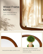 Arched Mirror 30 x 36 Inch,Walnut Brown Wood Rustic Bathroom Tempered Wall Mirror with Wood Frame,Round Corner Arch Farmhouse Wooden Vanity Mirror for Living Room,Entryway or Bedroom