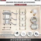 Rev-A-Shelf Trimmable Pegboard Drawer Divider Organizer, Trim to Custom Fit Wooden Kitchen Cabinet Storage Utensil, Pots & Dish Rack, 24" x 21", 4DPS-2421
