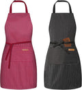 BeLuyi 2 Pack Adjustable Bib Apron with 2 Pockets Chef Cooking Kitchen Restaurant Aprons for Women Men