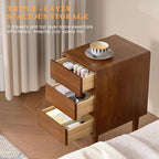 Nightstand with 3 Drawers Narrow Night Stand Solid Wood Bedside Table Mid