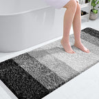 OLANLY Bathroom Rugs Mat 50x30, Extra Soft Absorbent Microfiber Bath Rugs, Rubber Backing, Quick Dry, Machine Washable Bath Mats for Bathroom Floor, Tub and Shower, Home Decor Accessories, Black