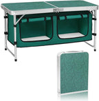 Camp Field Camping Folding Aluminum Table with Adjustable Legs for Outdoor Travel Beach, Backyards, BBQ, Party and Picnic Foldable Table