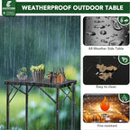 E EASTSTORM Small Metal Folding Table 3 Adjustable Heights, 23.6''×15.7''×27'' Heavy-Duty Portable Picnic Table for Outdoor Camping, Garden, Patio, Grill, BBQ, Party, 2Ft (Small, Black)
