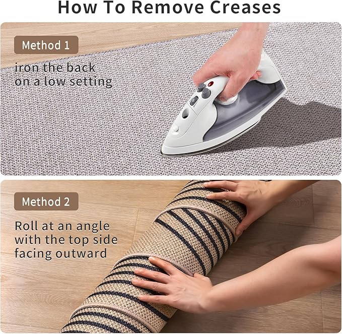 Tangsoo Easy Jute Rug 2x6 Washable Runner Rug for Hallways,Non-Slip Black Geometric Thin Outdoor Rug,Modern Farmhouse Carpet for Porch Laundry Bedroom Living Room Entryway