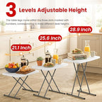 PayLessHere | 30 Inch Folding Table | Foldable Tray Table | Waterproof & Foldable Table Design | Small Desk Adjustable Height | White | for Events, Camping, Indoor & Outdoor Use