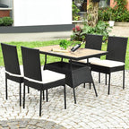 Tangkula 5 Piece Wicker Patio Dining Set, Outdoor Rattan Table & Chairs Set