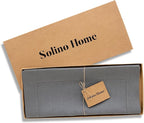 Solino Home Linen Steel Gray Table Runner 120 Inches Long - 100% Pure Linen Hemstitch 14 x 120 Inch Table Runner for Dining - Classic Hemstitch
