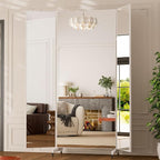 brisafe Full Length Mirror with 360° Wheels, 95"x79" Foldable Floor Mirror with Nano-Tech Shatterproof Film - Ultra-Large Mobile Mirror for Home Gym, Dance Studio & Commercial Spaces （White