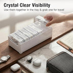 2 PCS Cable Organizer Box with 11 Standalone Cable Management Box, Charger Cord Organizer for Home/Office Desk Accessories Storage Stationery Supplies & Accessories（Clear）
