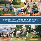 Raynesys Portable Camping Chair 1 Pack, 8 Seconds Quick Setup Folding Camping Chair, Flexible 360° Rotation, 3.8Lb Lightweight Travel Chairs for Easy Carry to Hiking, Sporting, Beach, Khaki