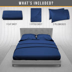 Queen Sheet Set - Luxury Hotel Bed Sheets - Soft Cooling Sheets with Elastic Corner Straps - Deep Pocket Microfiber Bedsheet - Bedding Sheet & Pillowcases - 4 PC (Queen Size, Navy Blue)