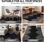Rugshop Bohemian Stripe Stain Resistant High Traffic Living Room Kitchen Bedroom Dining Home Office Area Rug 3' x 5' Black