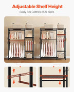VEVOR Clothing Garment Rack, Heavy Duty Closet Wardrobe, Adjustable Tiers Clothes Racks with Steel Frame, for Bedroom, Clothing Store, Hallway