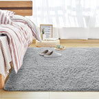 Andecor Soft Fluffy Bedroom Rugs, 3 x 5 Feet Indoor Shaggy Plush Area Rug for Boys Girls Kids Baby College Dorm Living Room Home Decor Floor Carpet, Grey