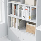 gianotter Desktop File Organizer, Desk Organizer with 5 Compartments, Paper Organizer for Desk, Workspace Organizers for Office Supplies (White, Upright Style)