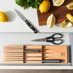 ZWILLING Kitchen Knife Drawer Insert Wooden Knife Holder Storage for 8 Knives Brown