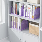 gianotter Desktop File Organizer, Desk Organizer with 5 Compartments, Paper Organizer for Desk, Workspace Organizers for Office Supplies (Purple, Upright Style)