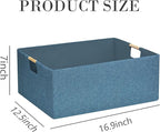 Foldable Storage Box with Handles | 16.9 Inch Collapsible Organizer for Clothes, Toys, Makeup | Sturdy Cardboard Frame & Washable Fabric | Space-Saving Home Decor 2Pack
