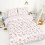 Twin Size Toddler Bedding Set for Girls 5 Piece Toddler Girl Bedding, Super Soft Toddler Comforter Set Includes Comforter, Flat Sheet, Fitted Sheet, Pillowcase (Pink Cute Rainbow)