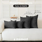 a moment Pack of 2 Decorative Chenille Throw Pillow Covers with Twill Cushion Covers for Sofa Living Room Couch Bed 20x12 Inch Black