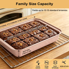 Barlket 9x13 Baking Pan & Dish, 13x9 Nonstick Rectangle Cake Pan, Rose Gold
