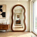 Wavy Full Length Mirror, 71"x33.5" Oversized Organic Floor Mirrors with Triple-Layer Solid Wood Frame, Irregular Full Body Mirror for Living Room Entryway Hallway Cloakroom, Leaning/Hanging