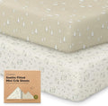 2-Pack Mini Crib Sheets Fitted - 38x26 Pack N Play Sheets for Pack and Play Mattress, Organic Cotton, Soft & Breathable Playard Bedding, Neutral Mini Toddler Bed Cover for Boys, Girls (Pine Grove)