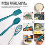 HaWare 11 PCS Silicone Cooking Utensils Set, Heat Resistant Kitchen Utensils with Holder, Food-grade Spatula Sets for Nonstick Cookware, Kitchen Tools Gadgets Include Fish Turner, Spoon (Blue)