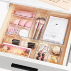Vtopmart 25 PCS Clear Plastic Drawer Organizers Set, 4-Size Versatile Bathroom and Vanity Drawer Organizer Trays, Storage Bins for Makeup, Bedroom, Kitchen Gadgets Utensils and Office