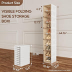 ANTBOX Shoe Organizer Storage Box, Portable Folding Shoe Rack For Closet With Magnetic Clear Door,Large Sneaker Cabinet Bins Sturdy Easy Assembly 10 Layers-10 Grids