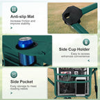 LET'S CAMP Camping Chair 2 Pack Folding Chair with 4-Can Cooler Bag Portable Lawn Chair with Cup Holder,Storage Pocket, Supports 250LBS, Collapsible Chair for Camp, Beach, Picnic (Green)