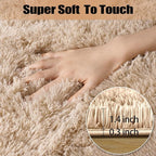 qulint 5x7 Area Rugs for Living Room, Fluffy Shaggy Rug for Bedroom Modern Plush Tan Rug, Soft Shag Fuzzy Carpets Solid Alfombra for Boys and Girls Dorm Room Home Decor (5ft x 7ft, Light Tan)