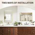 FICTOR Bathroom Mirror, 30"x20"Gold Framed Vanity Mirror for Wall, Shatterproof &Anti-Rust Bathroom Mirrors for Over Sink, Bedroom, Living Room, Entryway, Vertical/Horizontal Mount