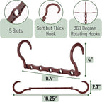 Mr. Pen- Space Saving Hangers for Clothes, 12 pcs, Mahogany Color, Plastic Multi Clothes Hangers Space Saving, 5 Slots, 360° Rotating Hooks