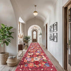 Rug for Hallways Kitchen Rug 2'6" x 14', Non Slip Washable Rugs with Rubber Backing Soft Floral Carpet Runner for Hallways, Kitchen, Laundry, Bedroom, Bathroom, Red Garden