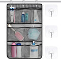 F-color Cruise Essentials 2026 - Mesh Shower Organizer Hanging with 7 Pockets for RV Gym Camping, Quick-Dry Portable Toiletry Bag with Metal Hooks for Bathroom Travel Toiletries, Black