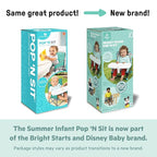 Bright Starts Disney Minnie Mouse Pop 'N Sit Portable Booster, Indoor/Outdoor Use, Floor Seat with Feeding Tray, 6 Mos - 3 Yrs