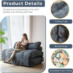 MAXYOYO Folding Sofa Bed, Convertible Chair with Pilow Foldable Couch with Back Support, Portable Fold Out Chair Bed Comfy Floor Sofa Lounge for Living Room Bedroom, Dark Grey, Double